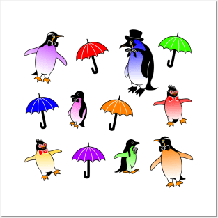 Rainbow Penguins! Posters and Art